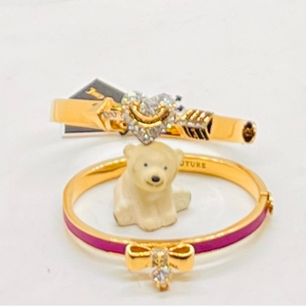 New with tag, Juicy Couture Heart Arrow Pave & Bow CZ Bangle Set of 2